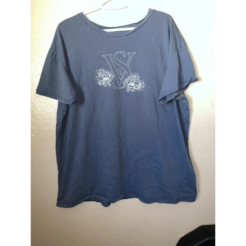 Victoria's Secret Vintage VS Logo Floral Embroidered Tee